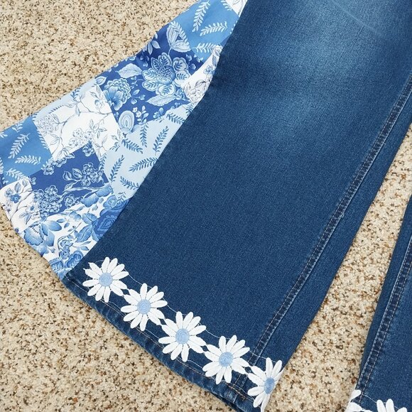 3041 Size 22PW Diane Gilman Upcycled Bell-Bottoms - Picture 3 of 5